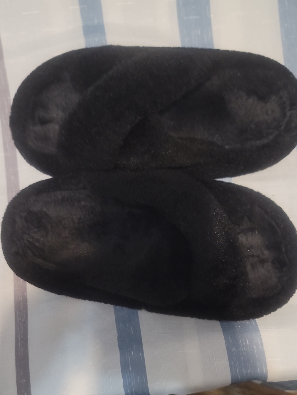 Plush Cross-Band Slide Slippers for Women - Black